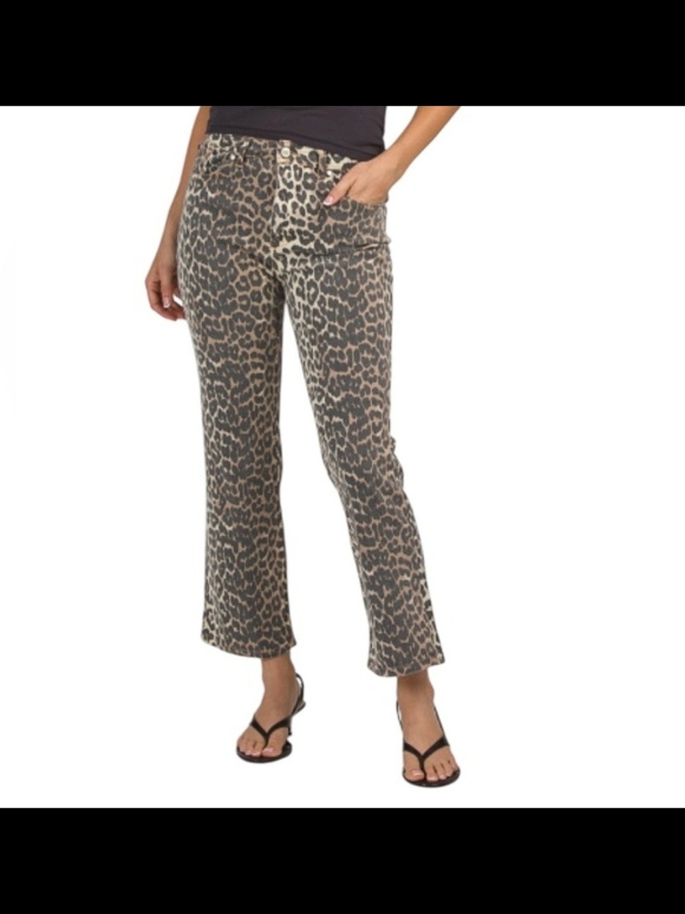 OAT New York Leopard Print Cropped Denim Jeans Women's Size 8/29 NWT Animal